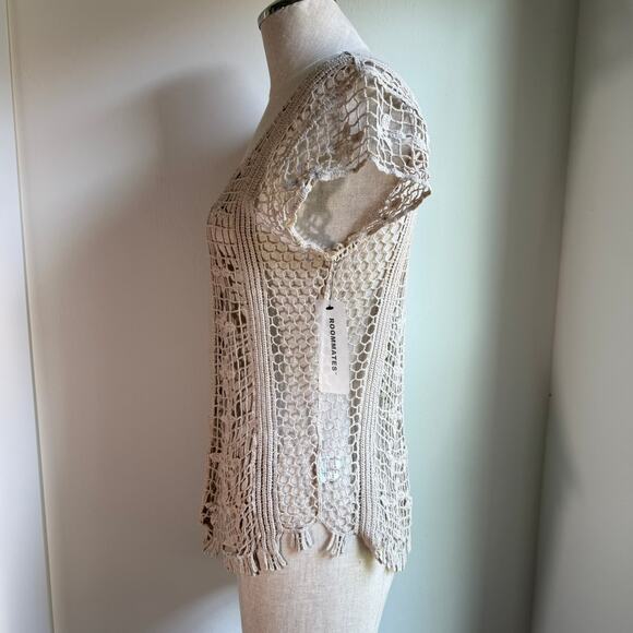 Boho Lace 100% Cotton Crochet Top NWT Spring Summer Style Large Hippie - Picture 3 of 9